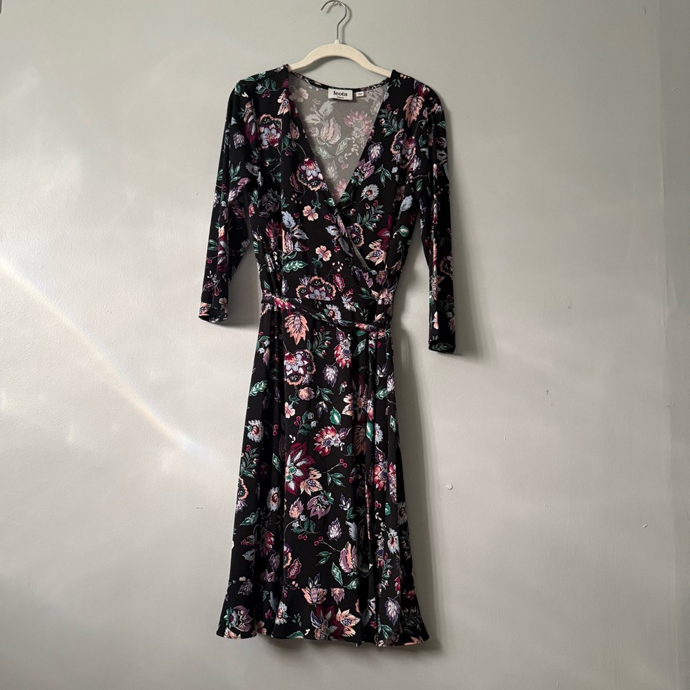 Leota Libby Wrap Ruffle Bottom Dress